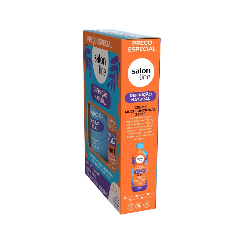 Foto oficial 8 — Kit Shampoo 300ml + Creme Multifuncional 300ml Definição Natural, foto oficial da loja Salon Line