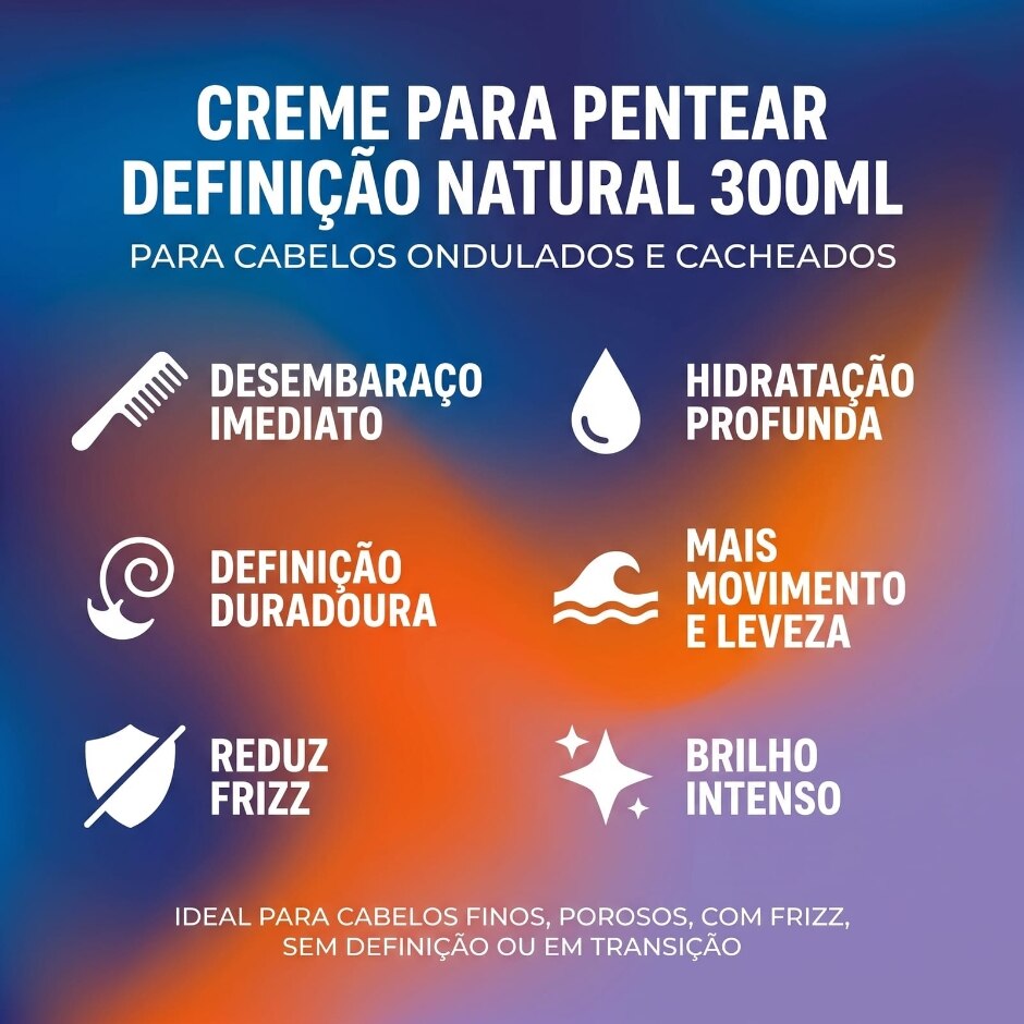 Infográfico — Creme para Pentear Definição Natural 300ml, foto oficial da loja Salon Line