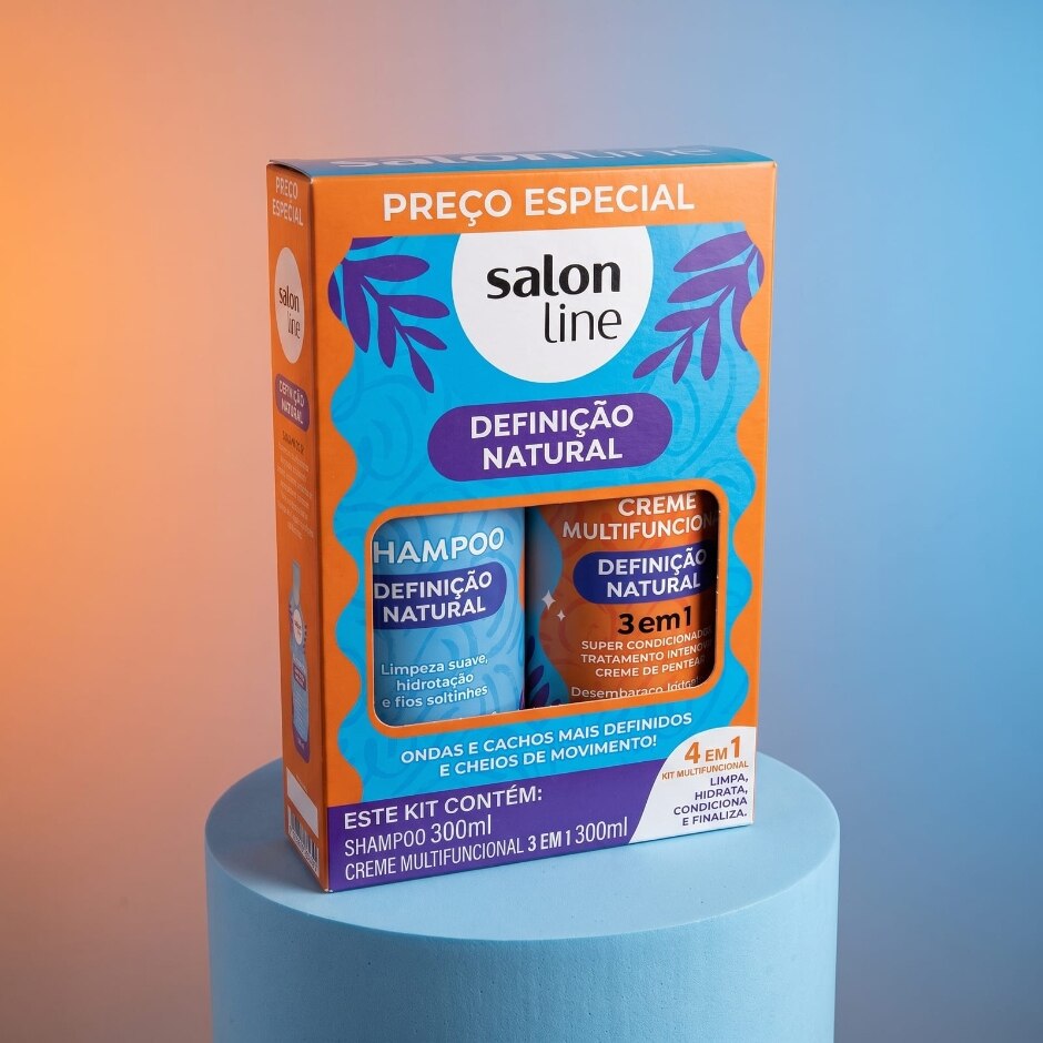 Linha completa — Kit Shampoo 300ml + Creme Multifuncional 300ml Definição Natural, foto oficial da loja Salon Line