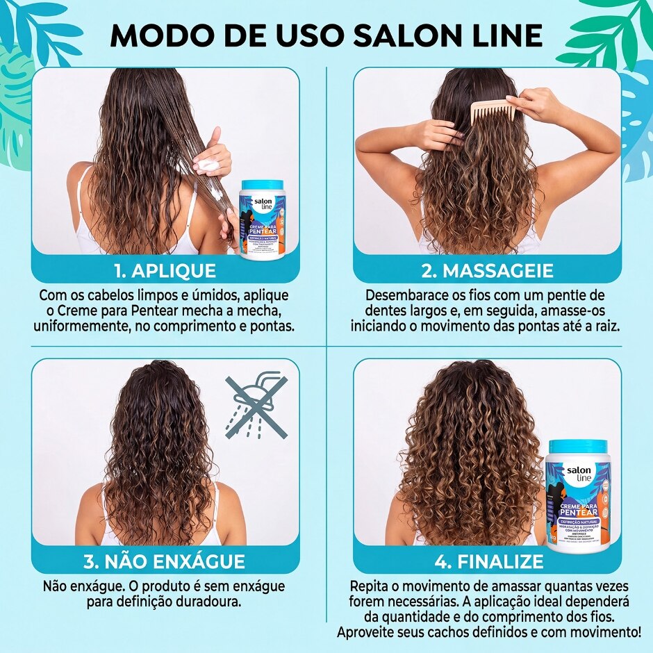 Modo de uso — Creme Para Pentear Definição Natural 1kg, foto oficial da loja Salon Line