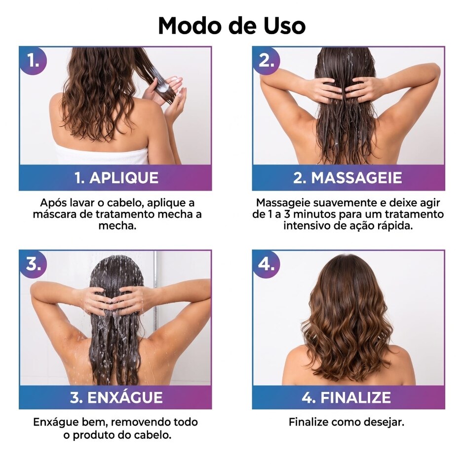 Modo de uso — Máscara de Tratamento Definição Natural 300g, foto oficial da loja Salon Line