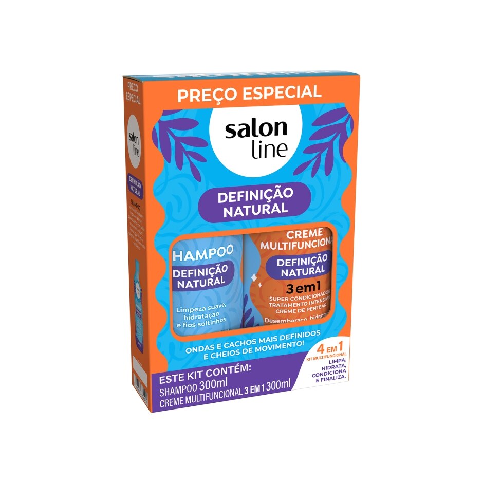 Embalagem — Kit Shampoo 300ml + Creme Multifuncional 300ml Definição Natural, foto oficial da loja Salon Line