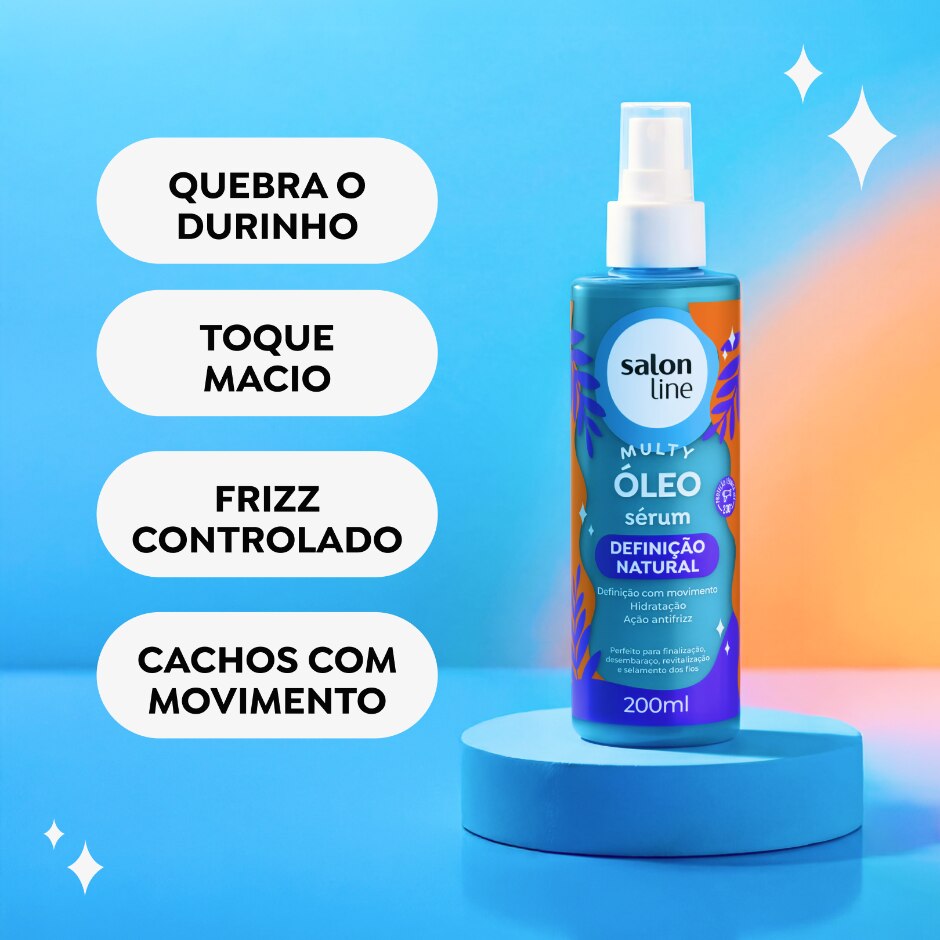 Benefícios — Óleo Sérum Cachos dos Sonhos Multy Definição Natural 200ml, foto oficial da loja Salon Line