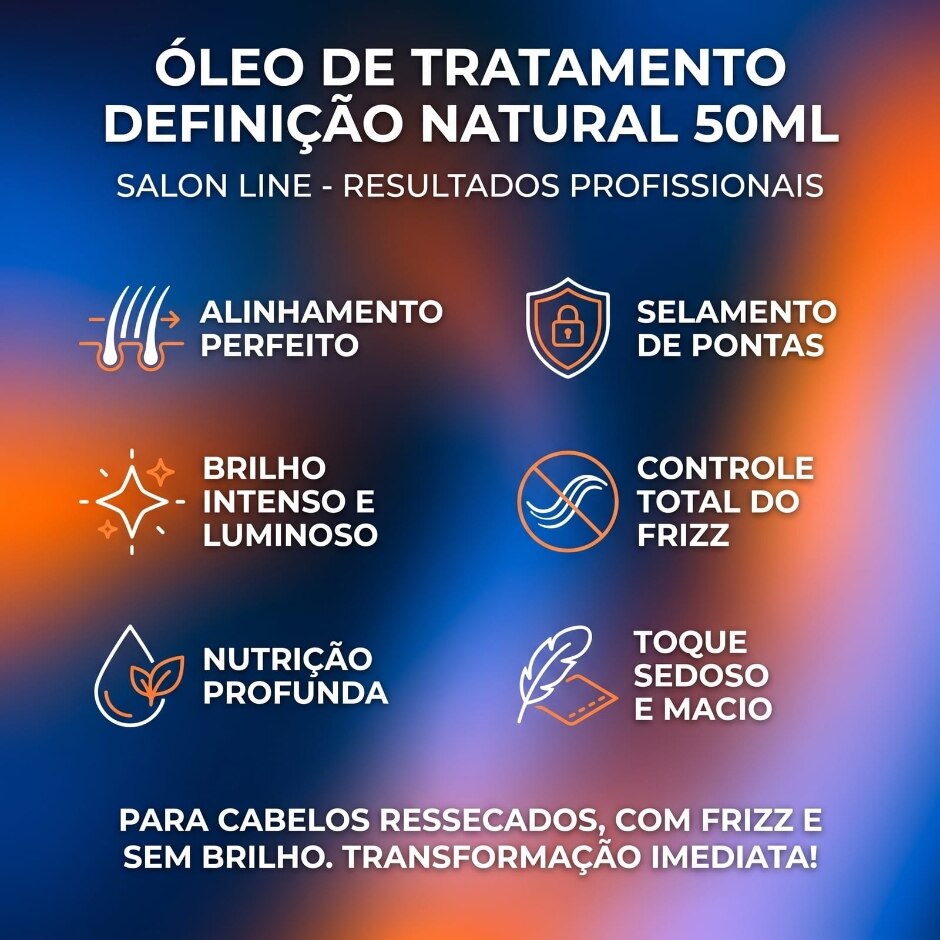 Infográfico — Óleo de Tratamento Definição Natural 50ml, foto oficial da loja Salon Line