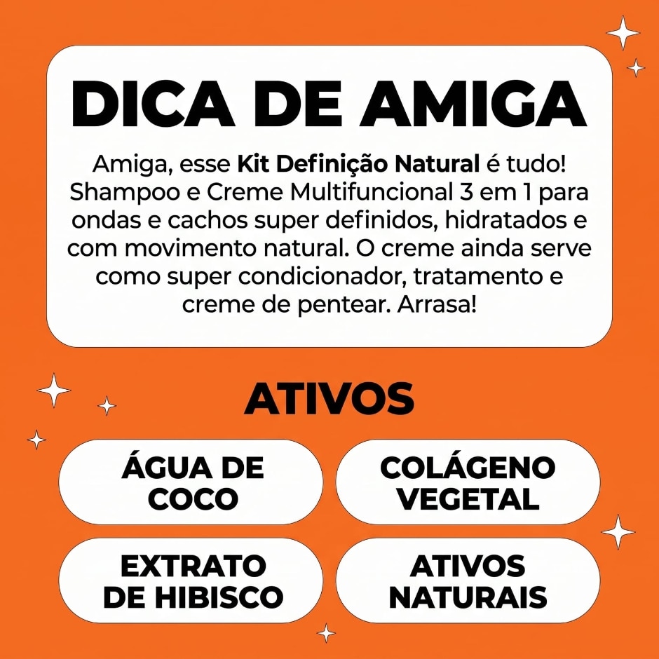Dica de amiga — Kit Shampoo 300ml + Creme Multifuncional 300ml Definição Natural, foto oficial da loja Salon Line