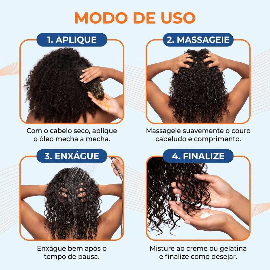 Modo de uso — Óleo Booster Definição Natural 120ml, foto oficial da loja Salon Line