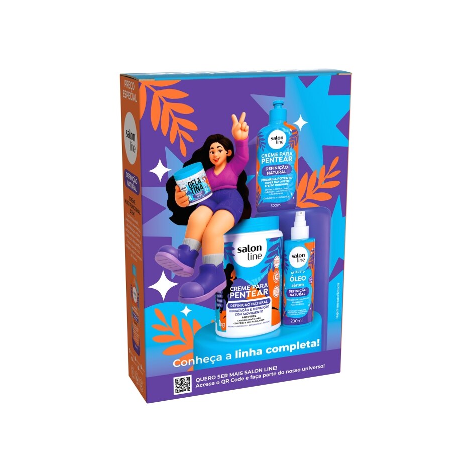 Foto oficial 7 — Kit Shampoo 300ml + Creme Multifuncional 300ml Definição Natural, foto oficial da loja Salon Line