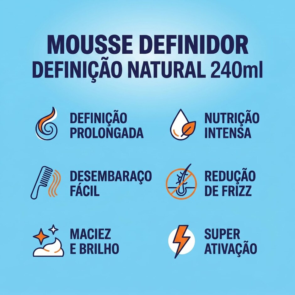 Infográfico — Mousse Definidor Definição Natural 240ml, foto oficial da loja Salon Line