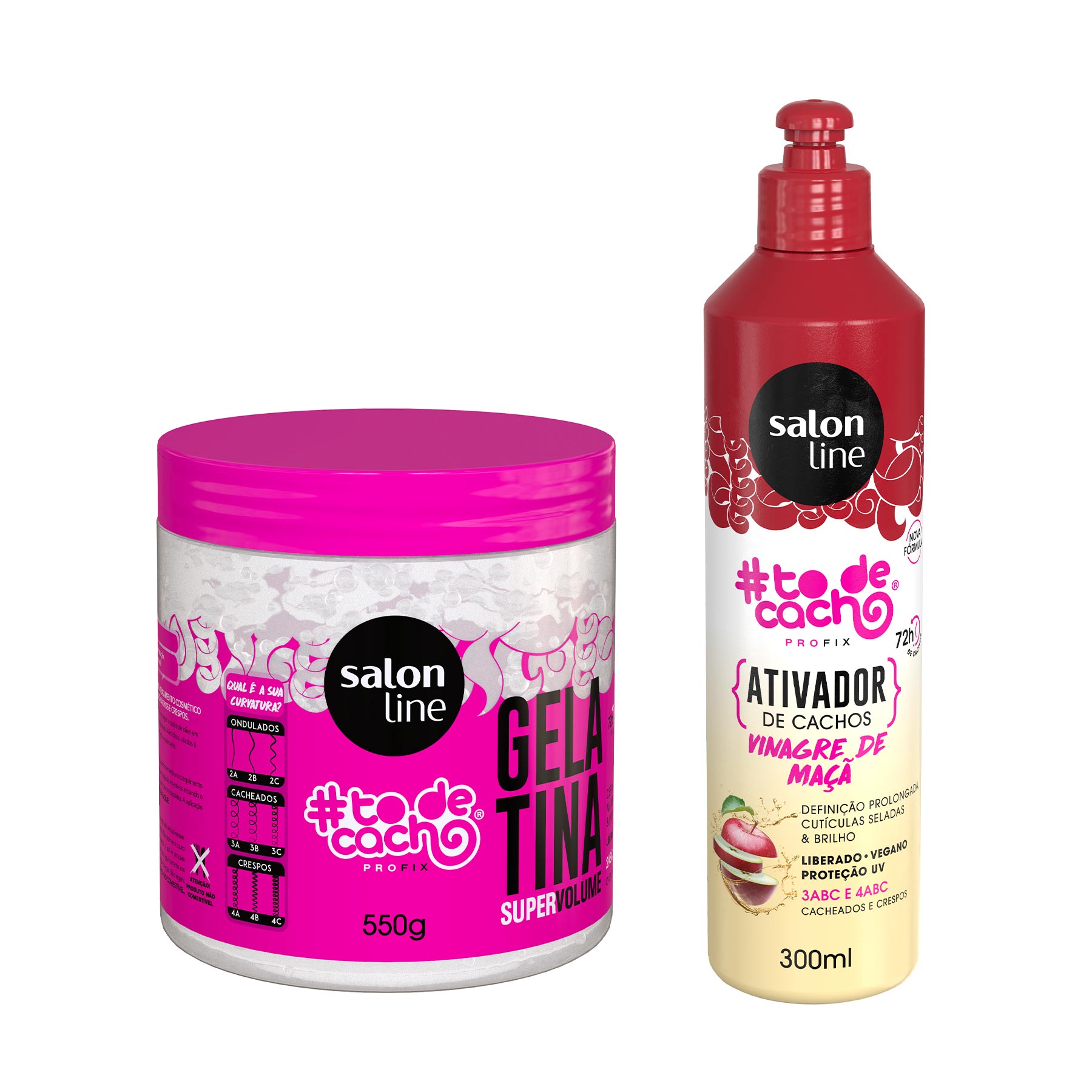 Kit Ativador De Cachos Vinagre De Maca E Gelatina Capilar