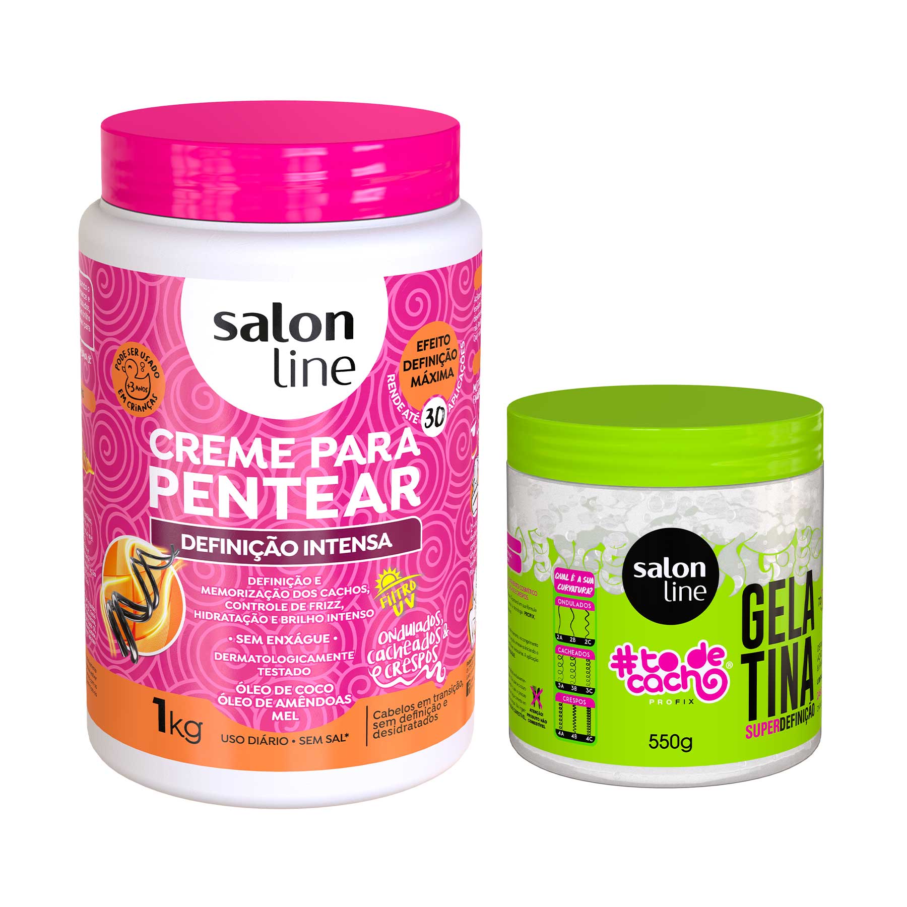 Kit Definicao Intensa Gelatina E Creme Para Pentear Salon Line