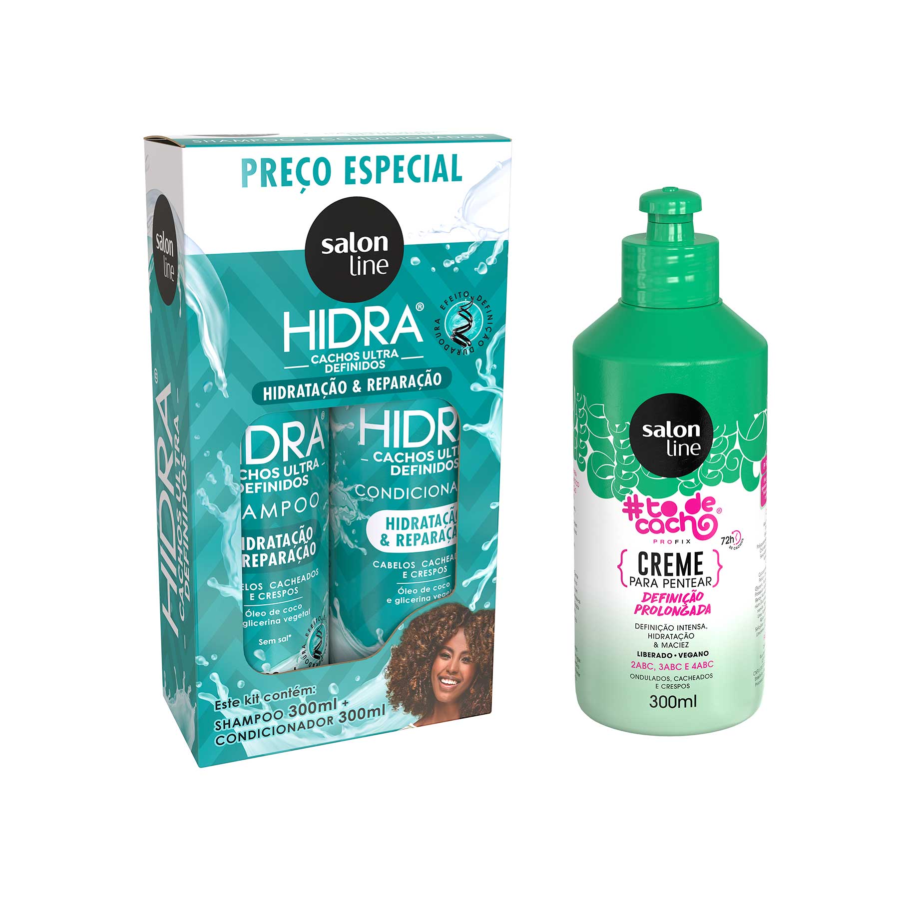 Kit Hidra Cachos Ultra Definidos Creme Definicao Prolongada Todecacho Salon Line