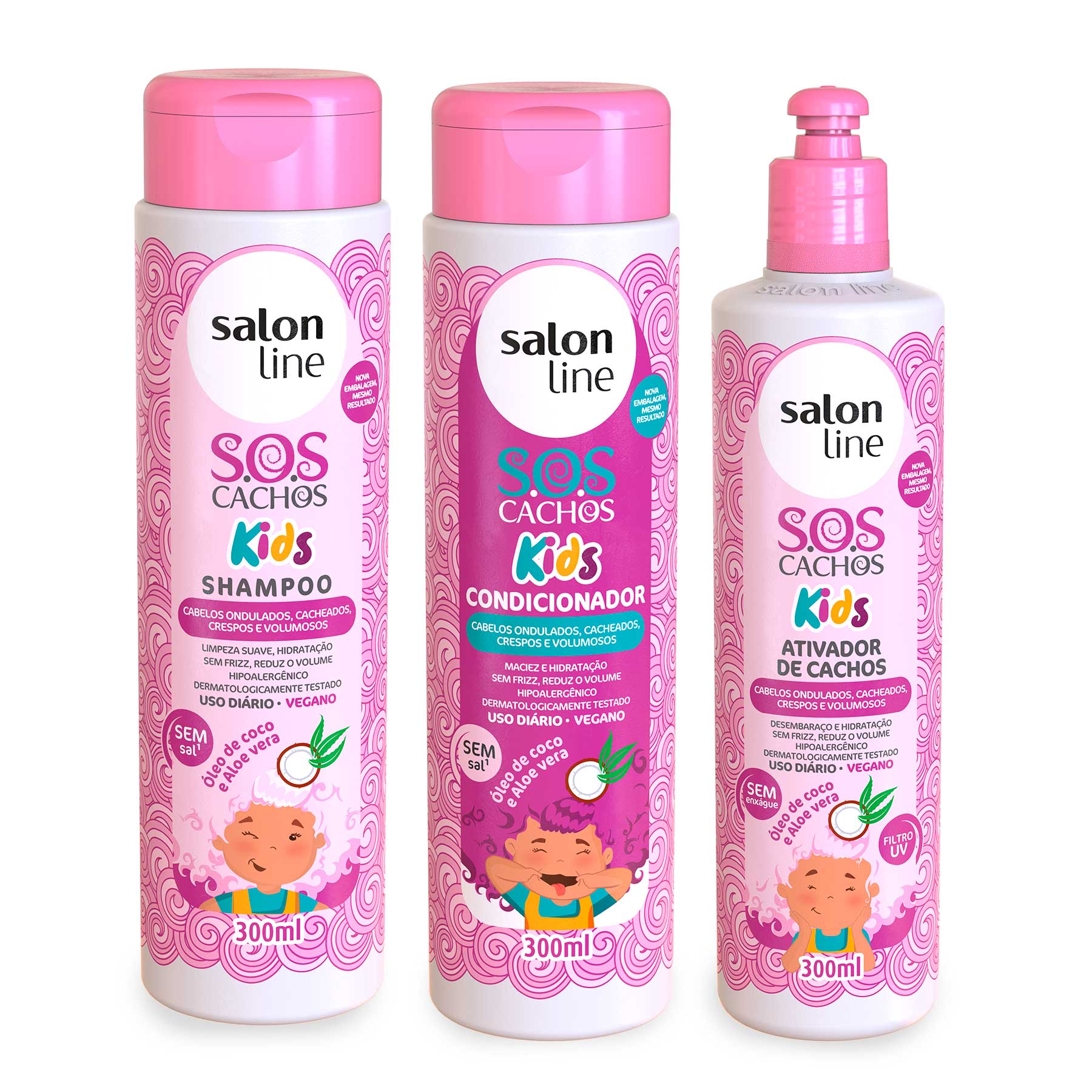Kit Salon Line Infantil Sos Cachos Kids Brilho E Controle Do Frizz